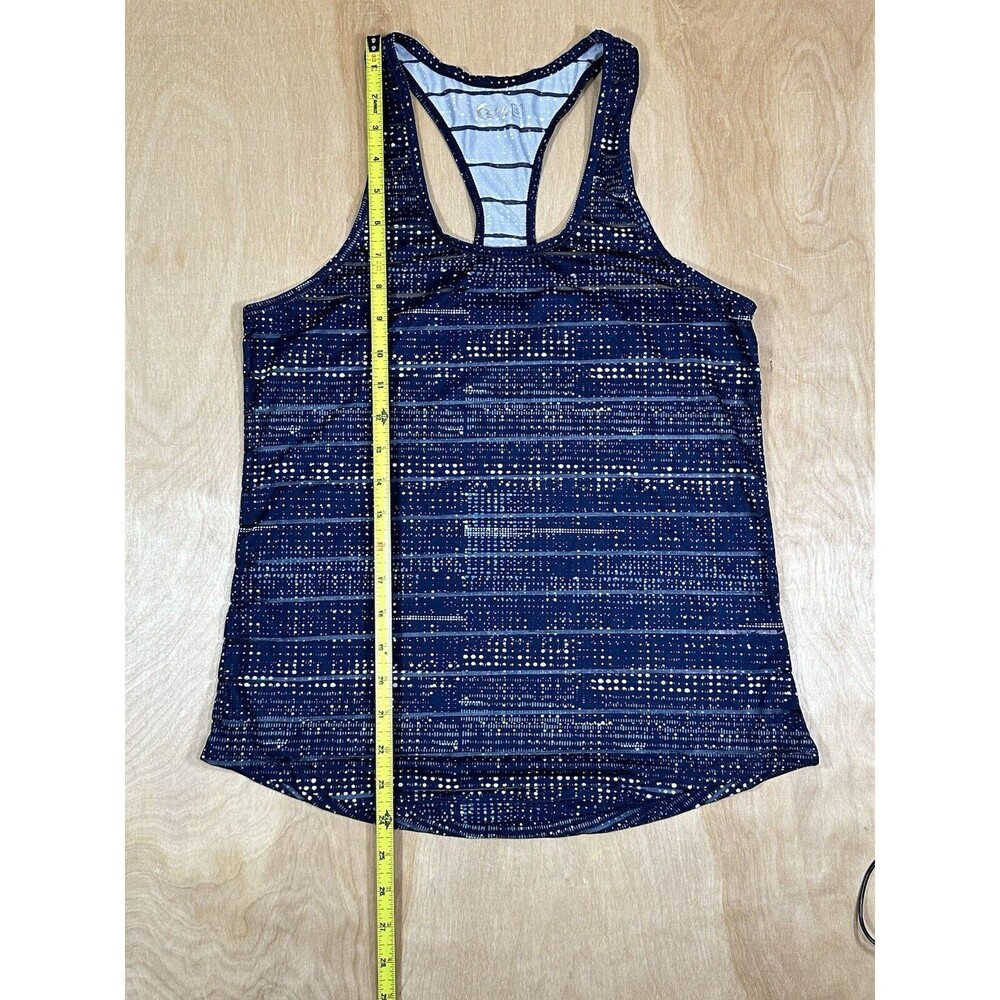 Zyia Active Navy Blue With Teal And White Spots Tank Size Small Shear Stripes - Picture 3 of 11